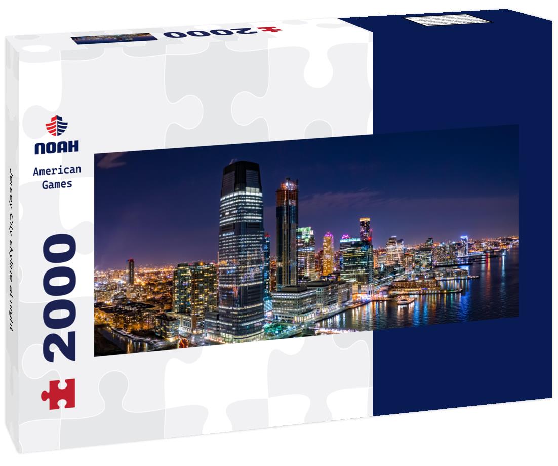 Jersey City skyline at night 2000pc Panoramic Puzzle