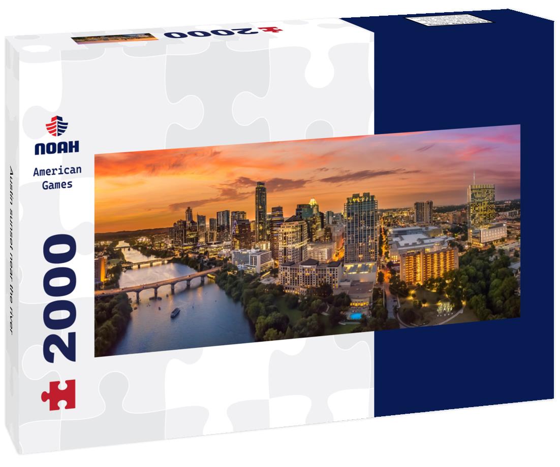 Austin sunset near the river 2000pc Panoramic Puzzle