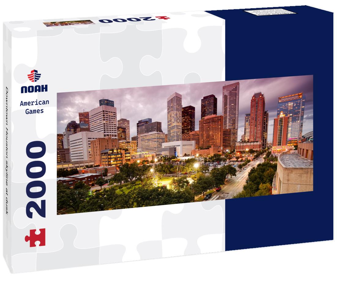 Downtown Houston skyline at dusk 2000pc Panoramic Puzzle