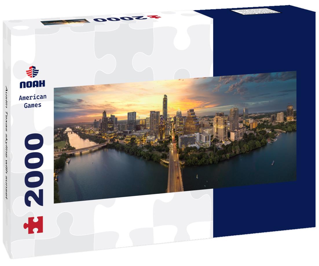 Austin Texas skyline with sunset 2000pc Panoramic Puzzle