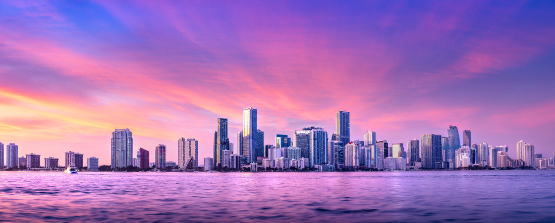 the skyline of Miami during sunset 2000pc Panoramic Puzzle