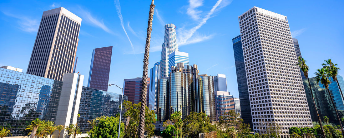 Los Angeles skyline under a blue sky 2000pc Panoramic Puzzle
