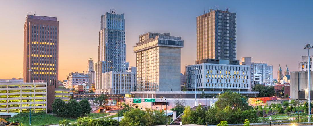 Akron, Ohio, USA downtown skyline at dusk 2000pc Panoramic Puzzle