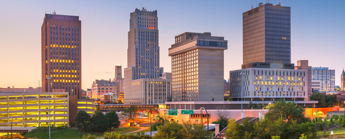 Akron, Ohio, USA downtown skyline at dusk 2000pc Panoramic Puzzle