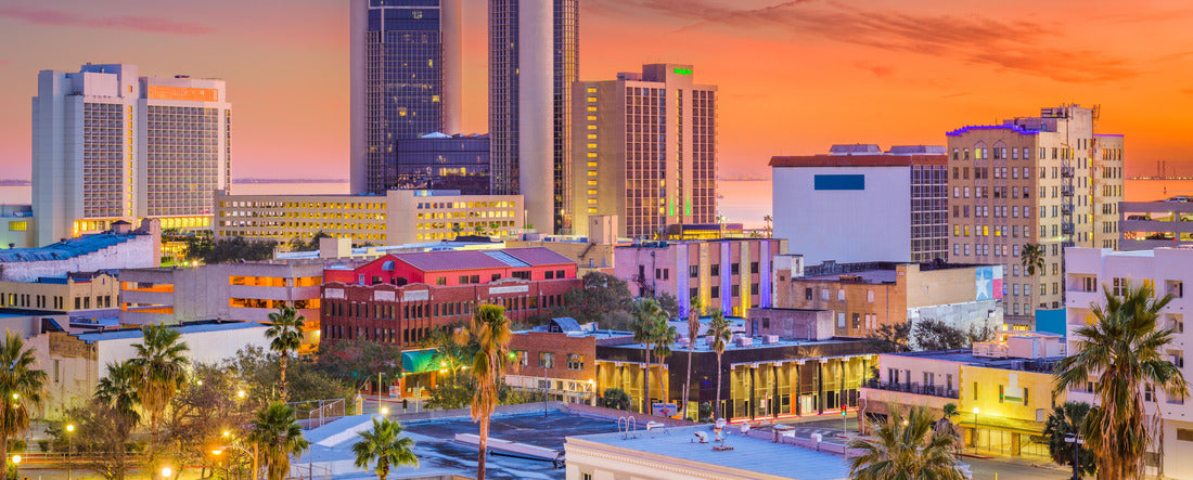Corpus Christi, Texas, USA skyline at dusk 2000pc Panoramic Puzzle