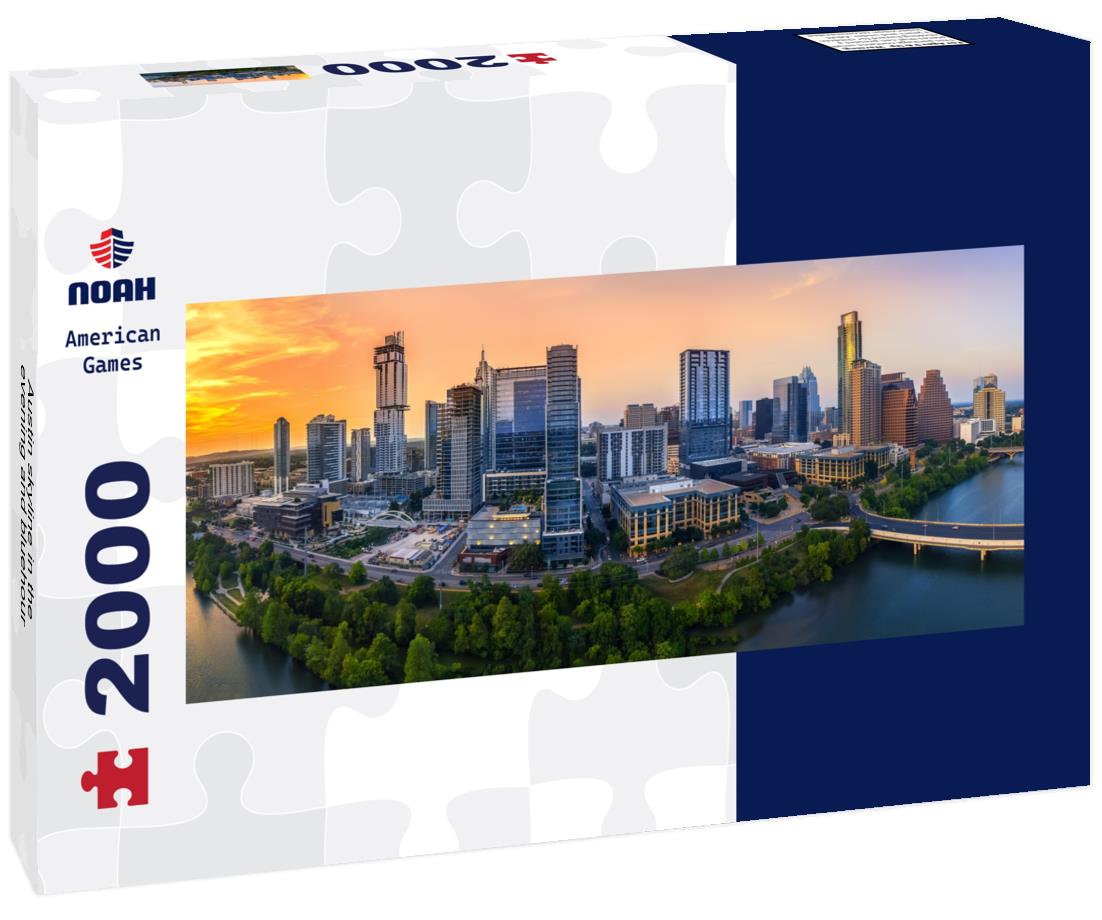 Austin skyline in the evening and bluehour 2000pc Panoramic Puzzle