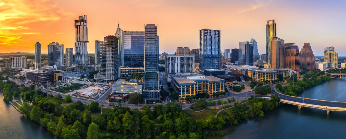 Austin skyline in the evening and bluehour 2000pc Panoramic Puzzle