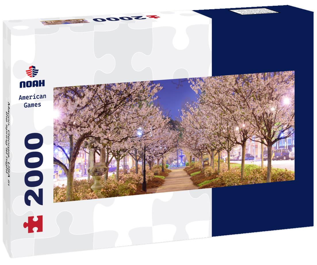 Macon, Georgia, USA in the spring at night 2000pc Panoramic Puzzle