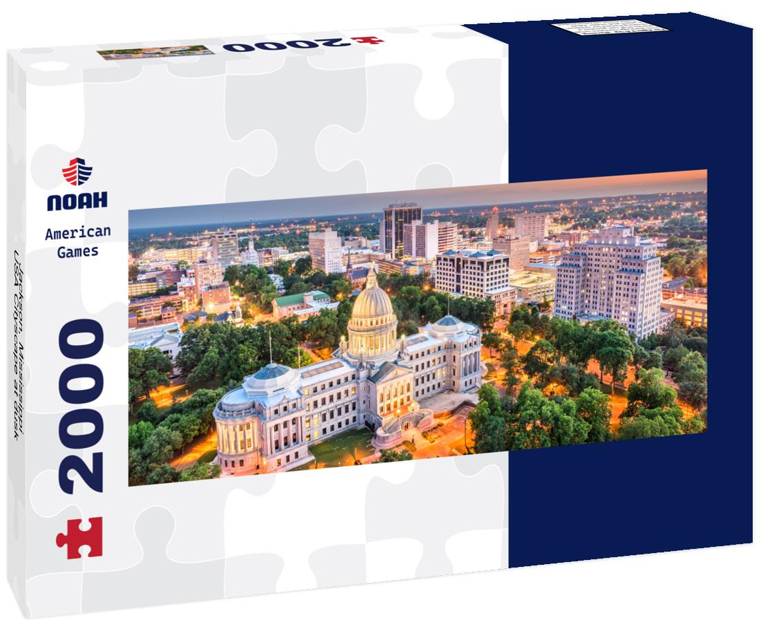 Jackson, Mississippi, USA Cityscape at dusk 2000pc Panoramic Puzzle