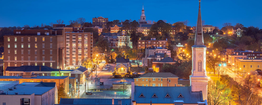Macon, Georgia, USA downtown skyline at dusk 2000pc Panoramic Puzzle