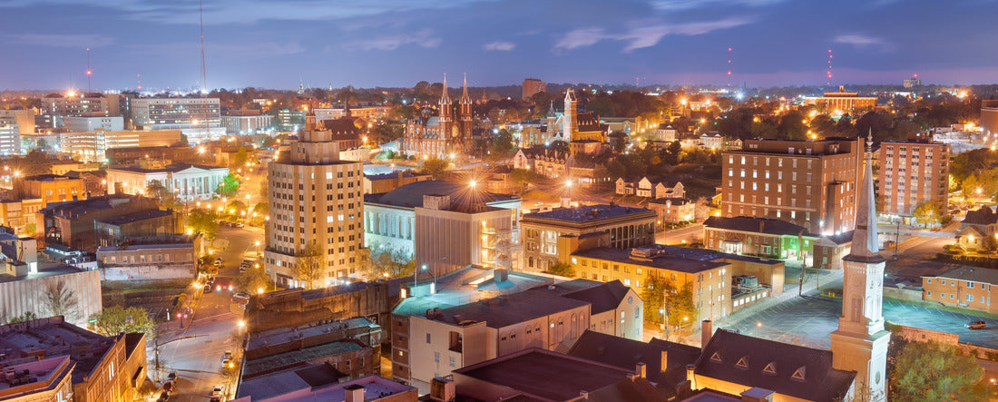 Macon, Georgia, USA downtown skyline at dusk 2000pc Panoramic Puzzle