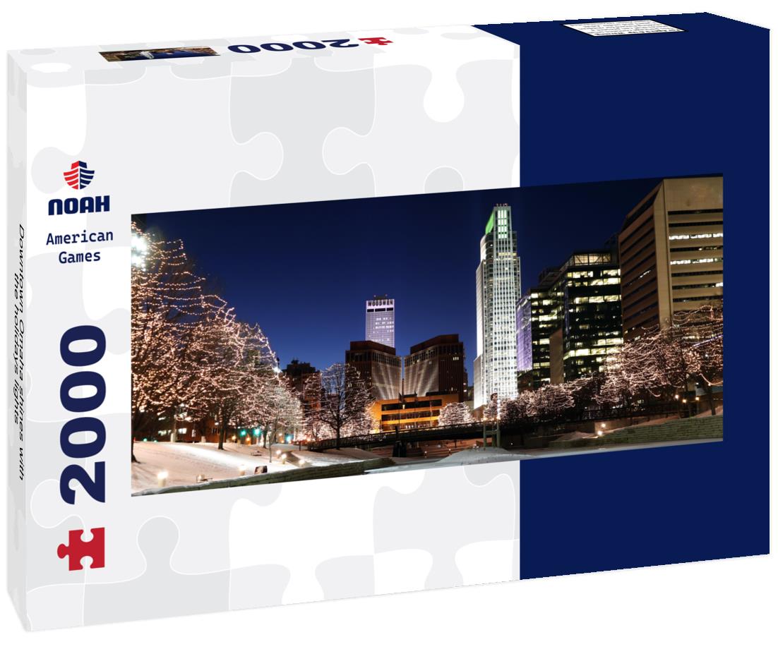 Noah Jigsaw Puzzle Downtown Omaha shines with the holidays lights panorama 2000 pieces