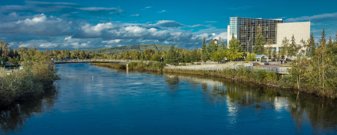 Fairbanks Alaska Skyline view over Chena River 2000pc Panoramic Puzzle