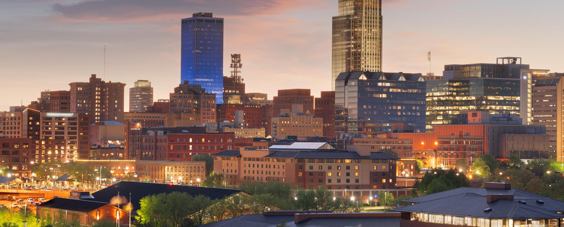Omaha, Nebraska, USA downtown cityscape at dusk 2000pc Panoramic Puzzle