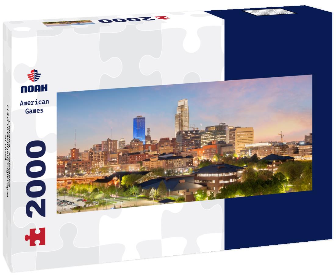 Omaha, Nebraska, USA downtown cityscape at dusk 2000pc Panoramic Puzzle