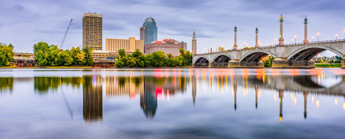 Springfield, Massachusetts, USA downtown skyline 2000pc Panoramic Puzzle