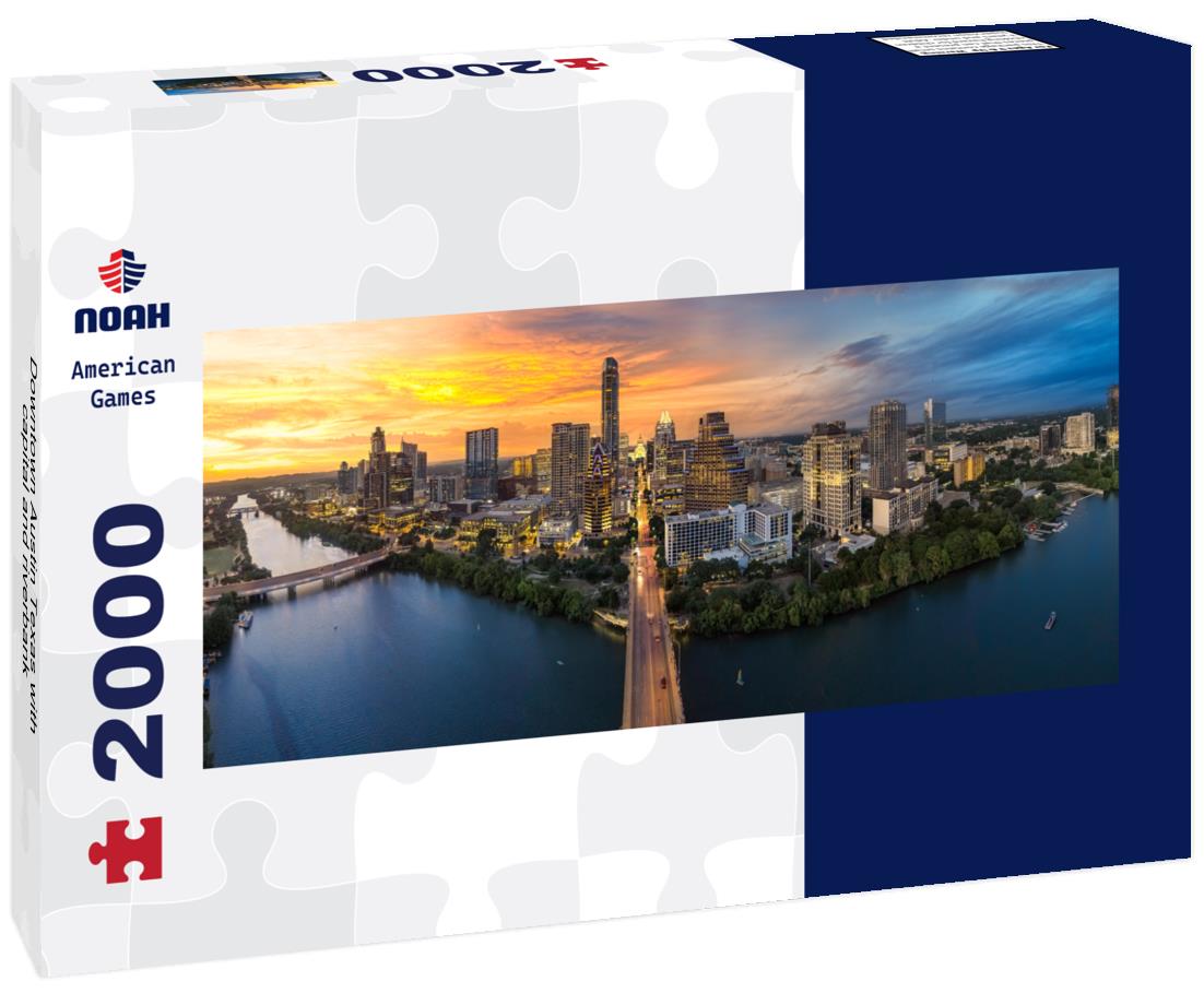 Downtown Austin Texas with capital and riverbank 2000pc Panoramic Puzzle