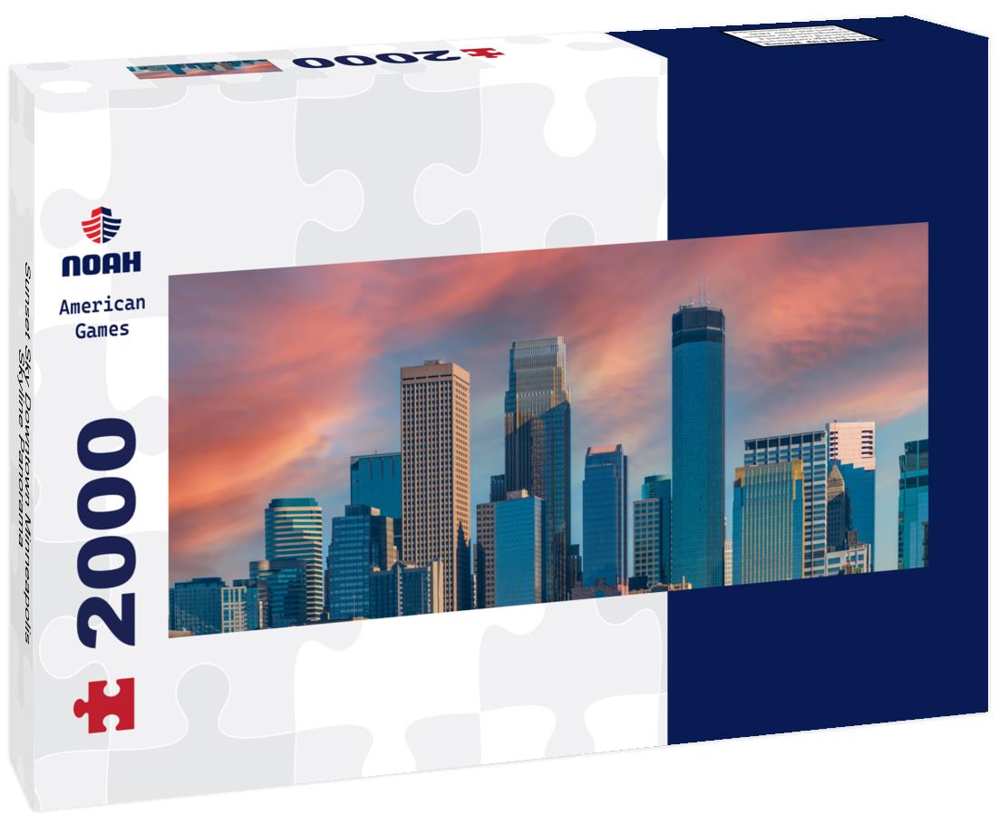 Sunset Sky Downtown Minneapolis Skyline 2000pc Panoramic Puzzle