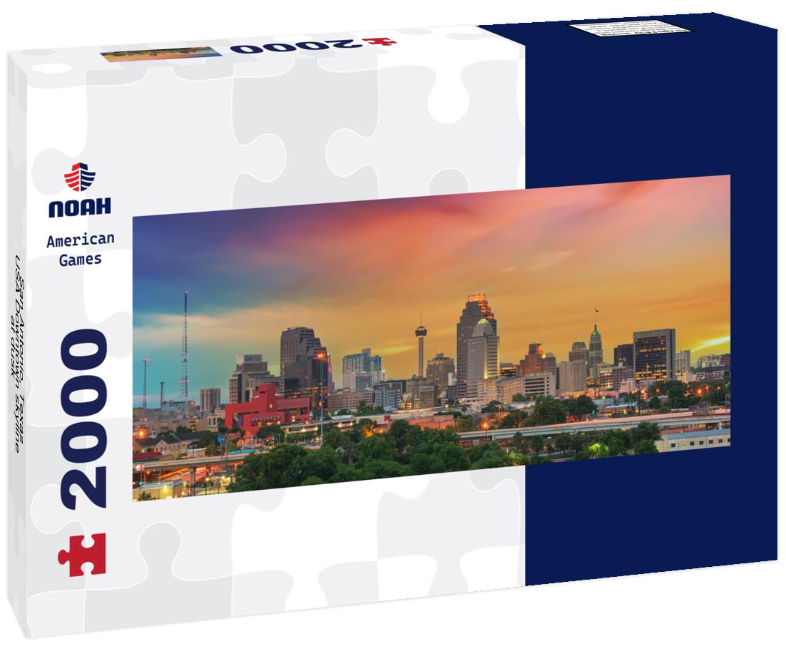 San Antonio, Texas, USA Downtown skyline at dusk 2000pc Panoramic Puzzle