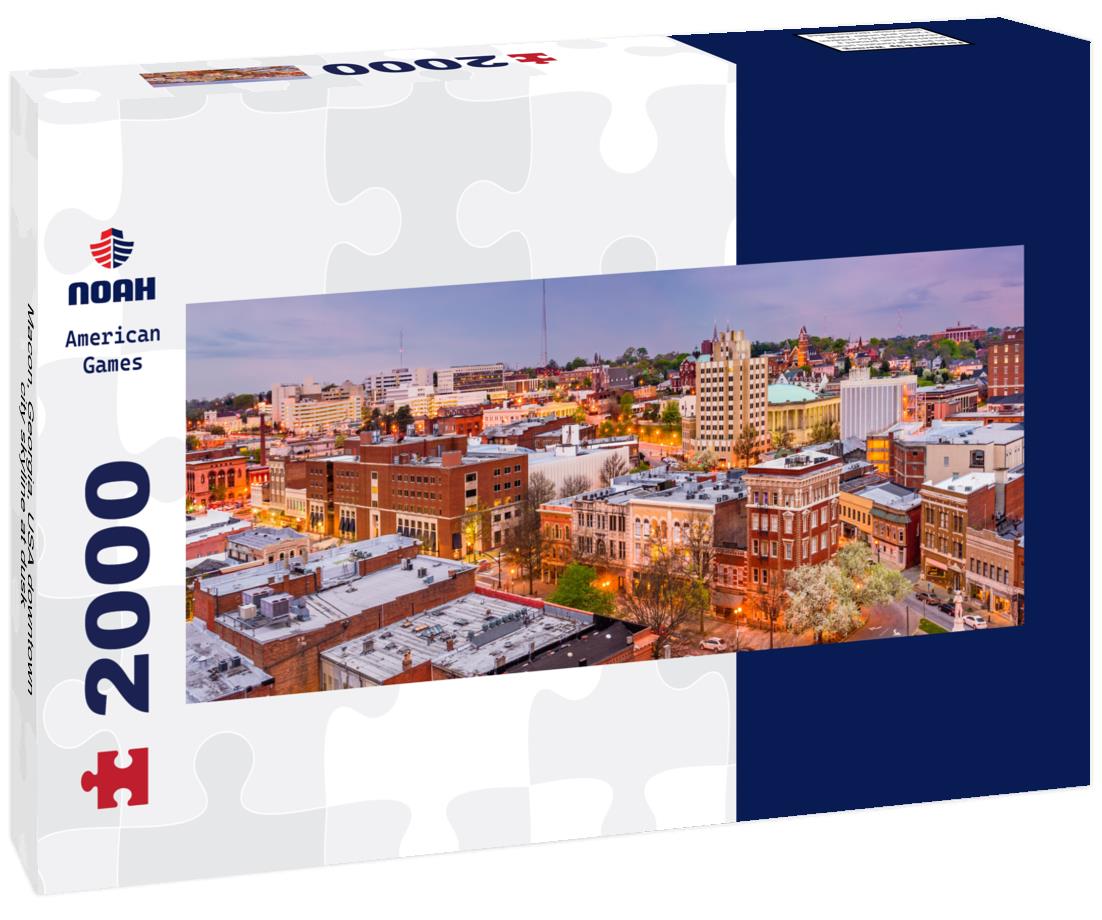 Macon, Georgia, USA downtown city skyline at dusk 2000pc Panoramic Puzzle