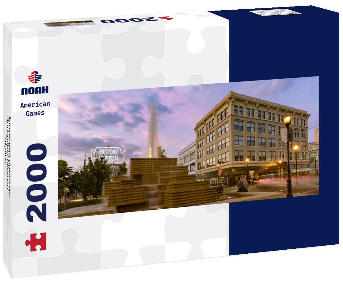 Noah Jigsaw Puzzle Sunset with downtown Springfield Missouri skyline panorama 2000 pieces