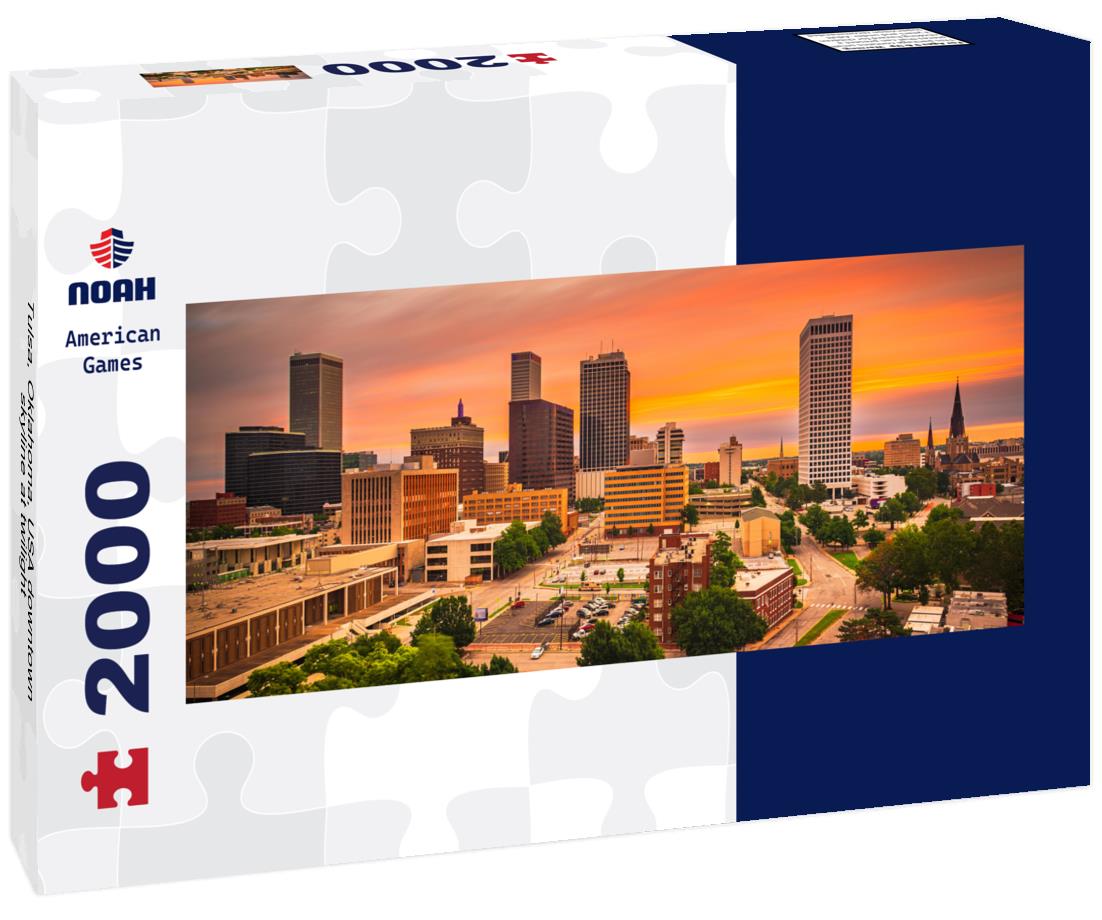 Tulsa, Oklahoma, USA downtown skyline at twilight 2000pc Panoramic Puzzle