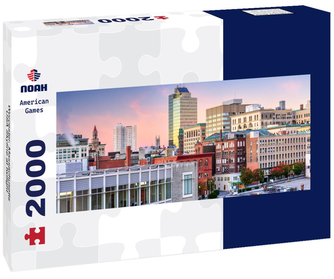 Worcester, Massachusetts, USA Skyline at twilight 2000pc Panoramic Puzzle