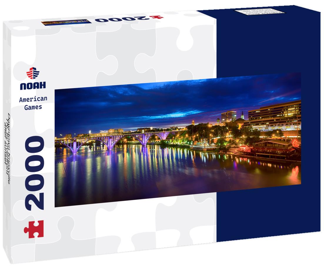 Downtown Knoxville, TN, by riverfront after sunset 2000pc Panoramic Puzzle