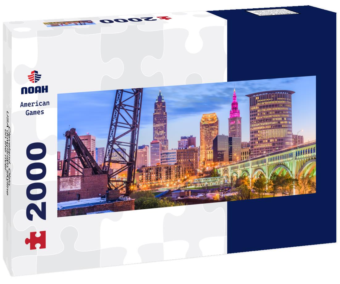 Cleveland, Ohio, USA downtown skyline on the river 2000pc Panoramic Puzzle