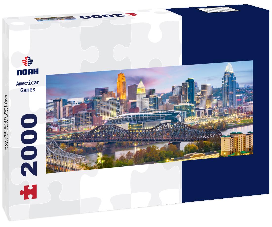Cincinnati, Ohio, USA skyline on the river at dusk 2000pc Panoramic Puzzle