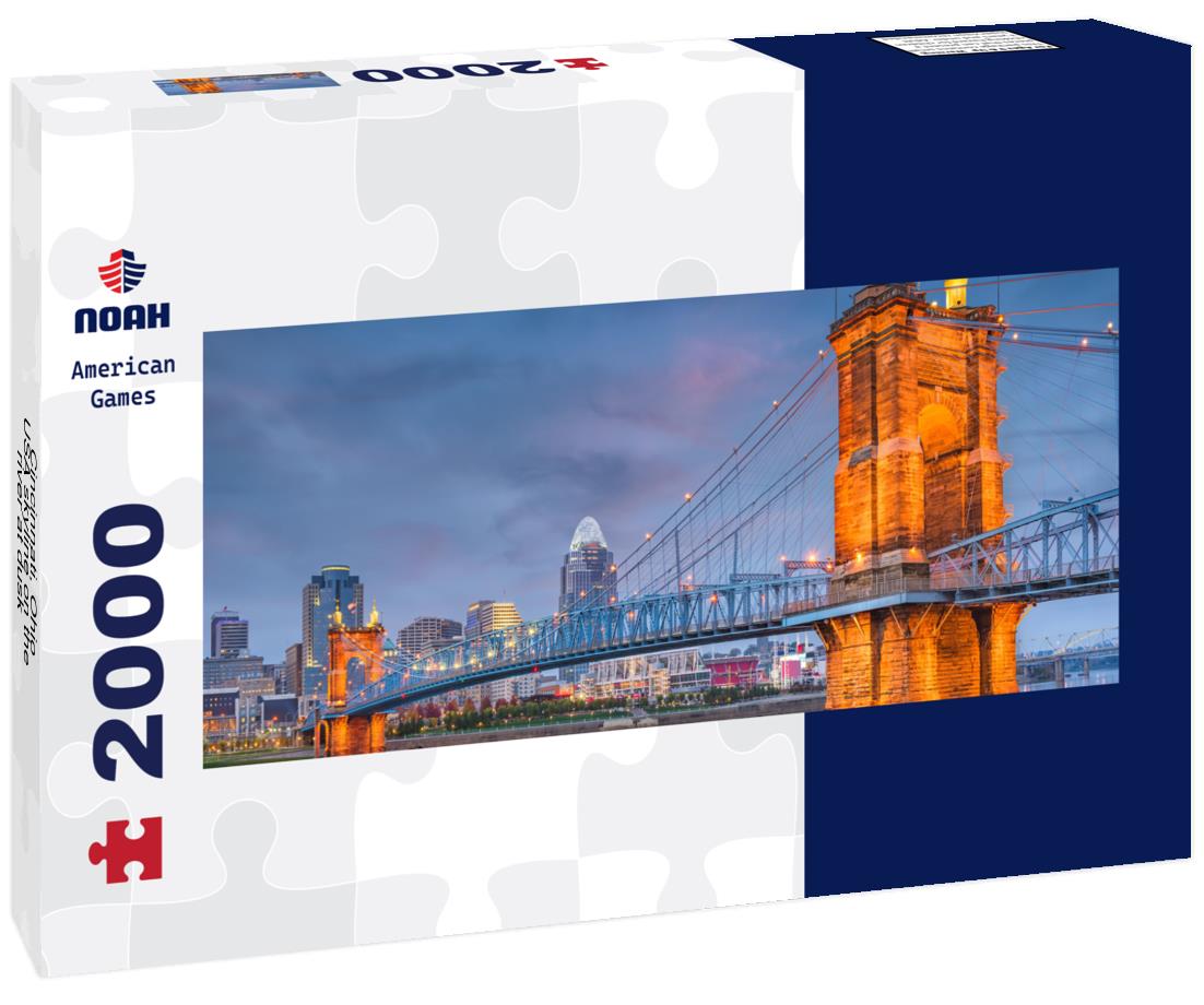 Cincinnati, Ohio, USA skyline on the river at dusk 2000pc Panoramic Puzzle