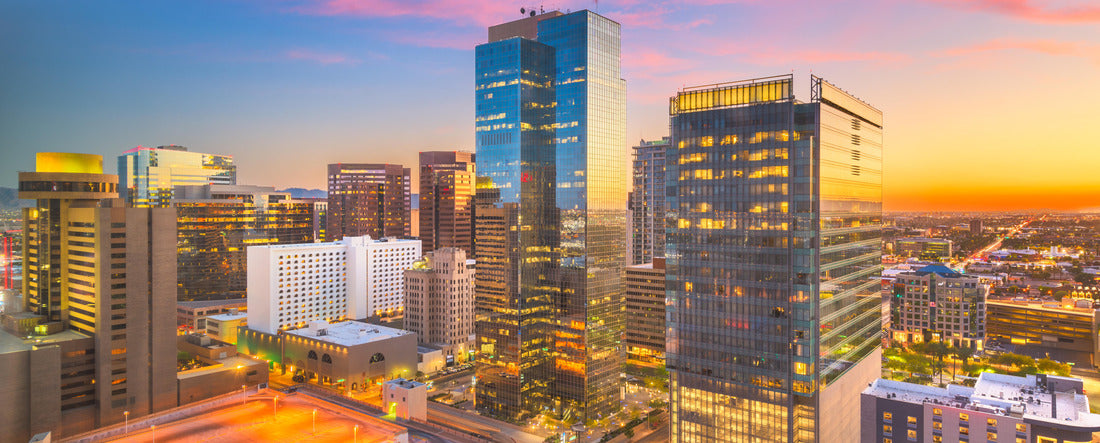 Phoenix, Arizona, USA Downtown cityscape at sunset 2000pc Panoramic Puzzle