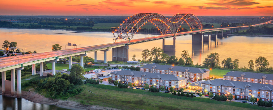 Memphis, Tennessee, USA at Hernando de Soto Bridge 2000pc Panoramic Puzzle