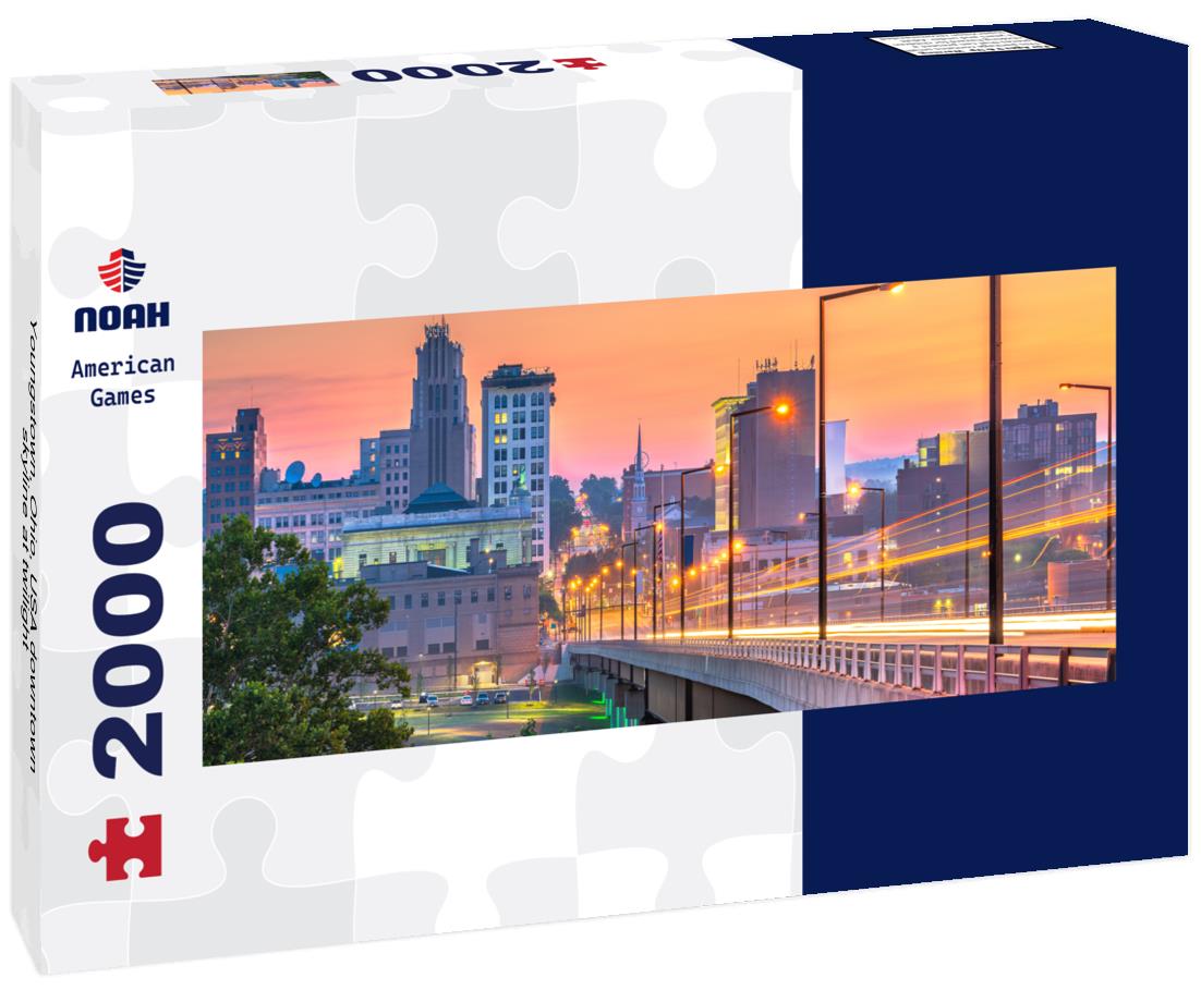Youngstown, Ohio, USA downtown skyline at twilight 2000pc Panoramic Puzzle