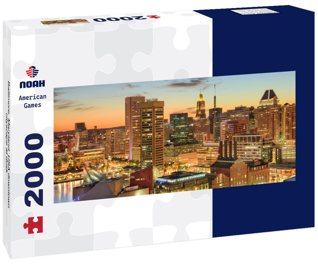 Baltimore, Maryland, USA downtown cityscape at dusk 2000pc Panoramic Puzzle