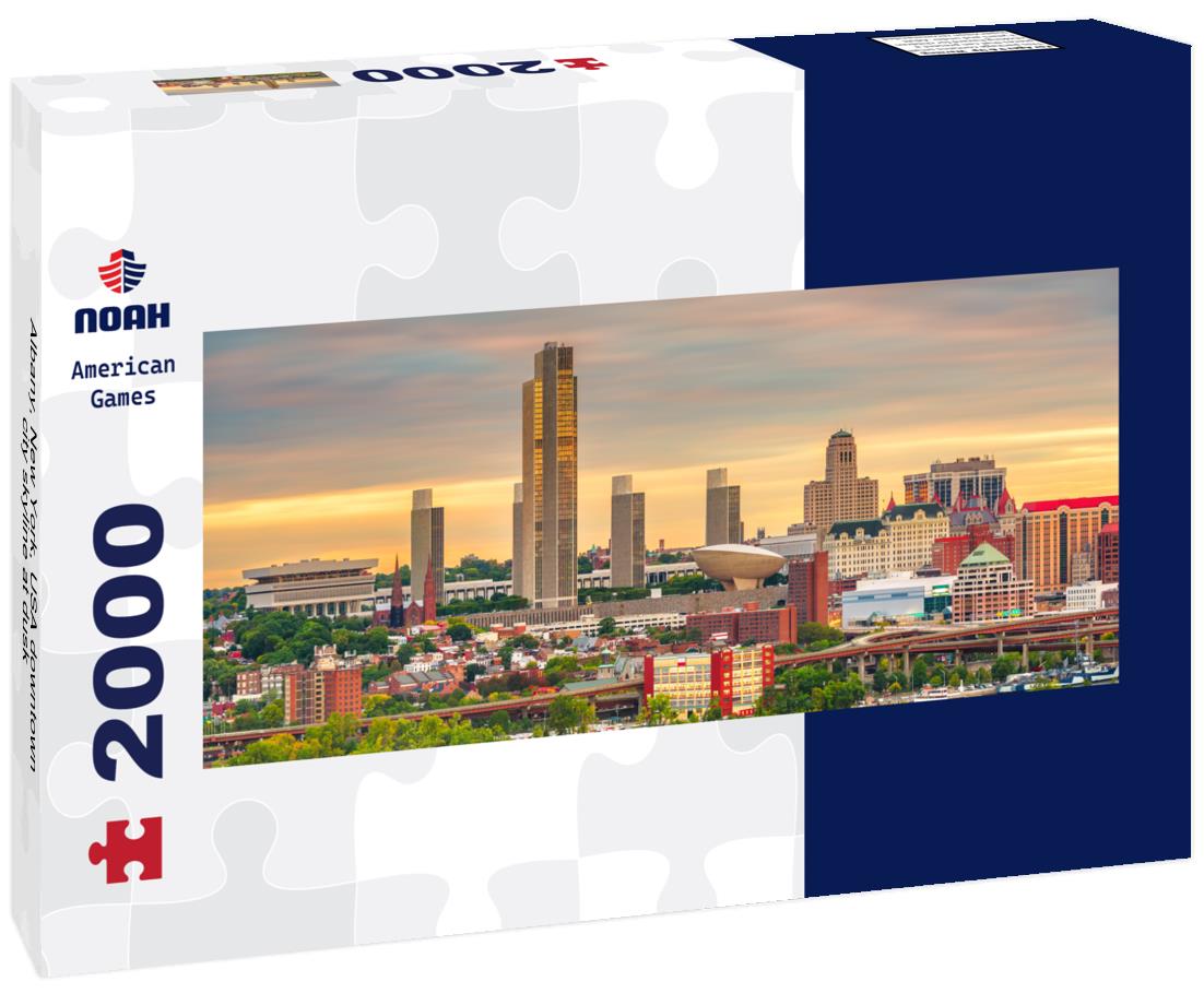 Albany, New York, USA downtown city skyline at dusk 2000pc Panoramic Puzzle