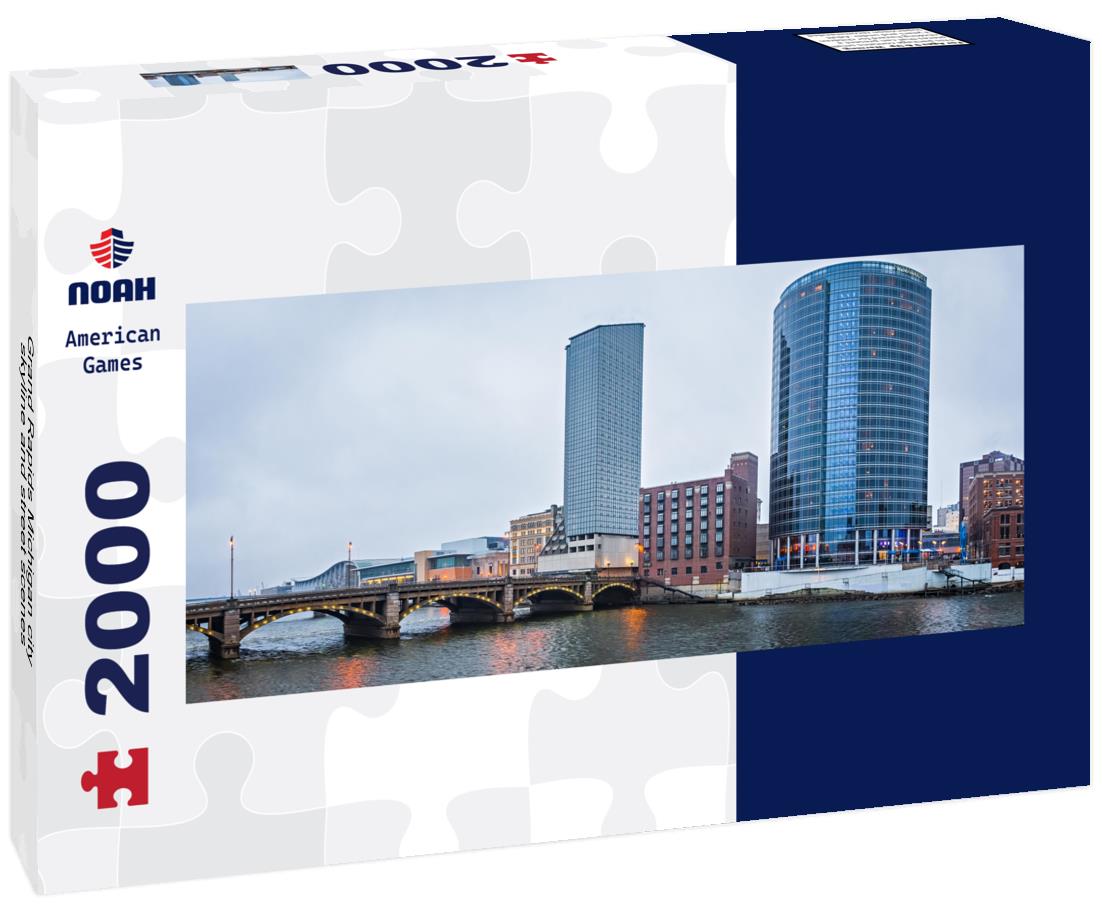 Noah Jigsaw Puzzle Grand Rapids Michigan city skyline and street scenes panorama 2000 pieces