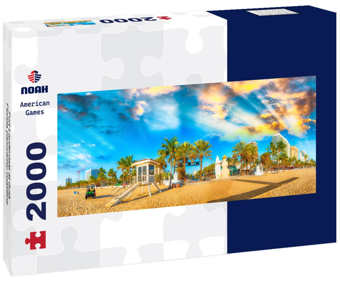 Fort Lauderdale at dusk, Florida coastline 2000pc Panoramic Puzzle