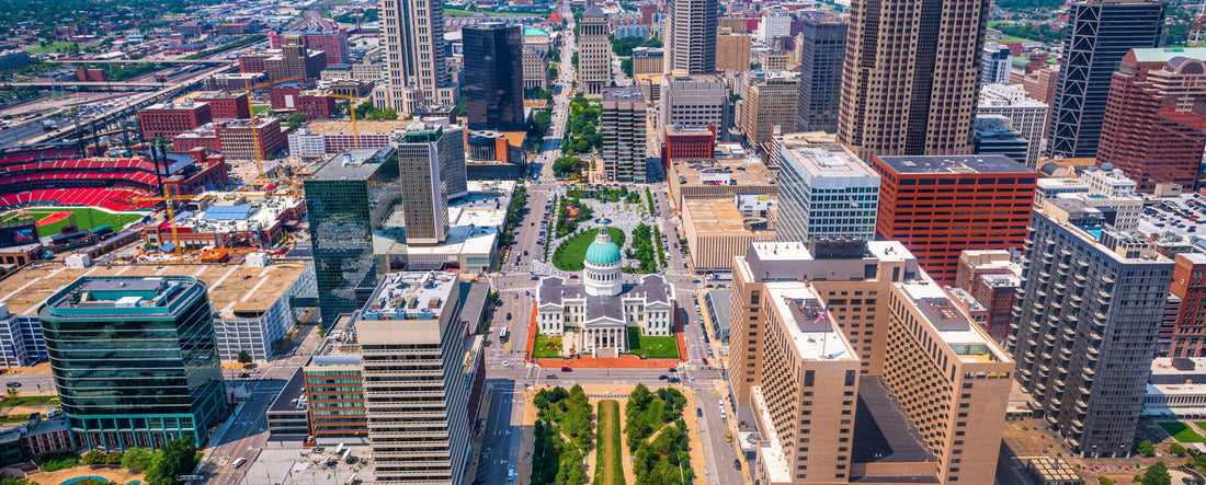 St. Louis, Missouri, USA downtown skyline from above 2000pc Panoramic Puzzle