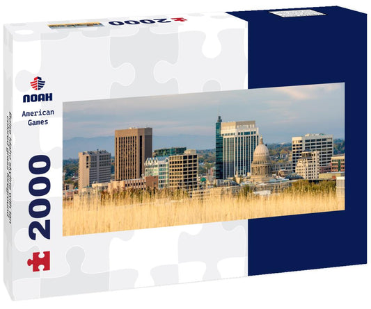 Noah Jigsaw Puzzle Boise Idaho skyline with tan colored grass foreground panorama 2000 pieces