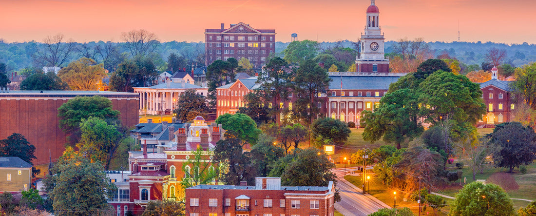 Macon, Georgia, USA historic downtown skyline at dusk 2000pc Panoramic Puzzle