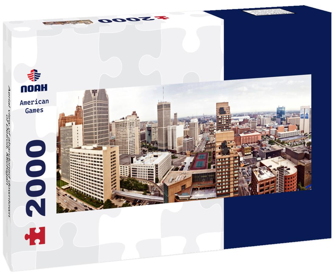 Aerial view of abandoned downtown of Detroit, Michigan 2000pc Panoramic Puzzle