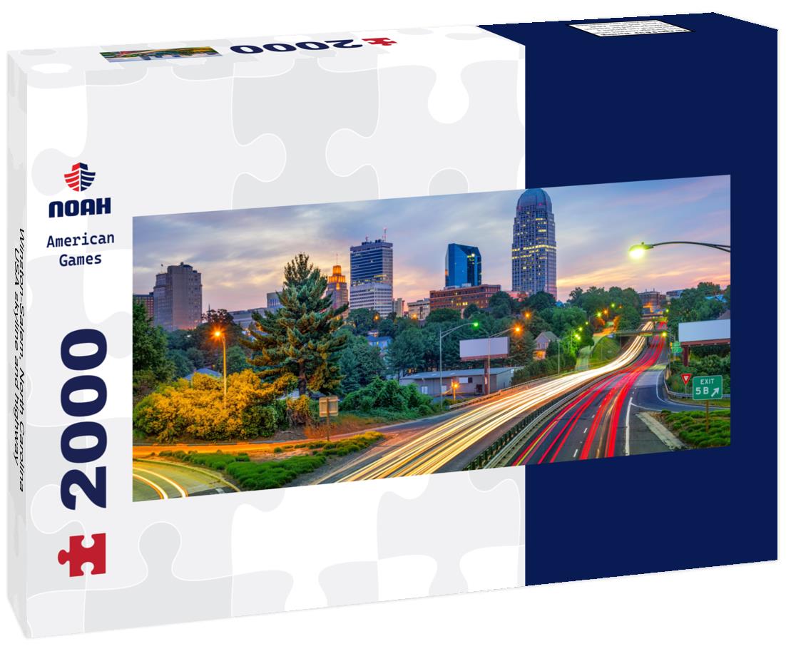 Winston-Salem, North Carolina, USA skyline and highway 2000pc Panoramic Puzzle