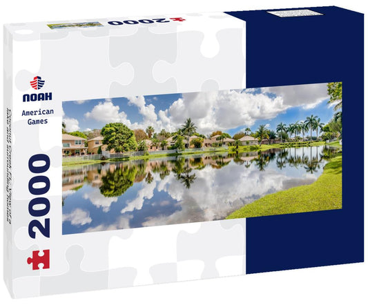 Noah Jigsaw Puzzle Coconut Creek FL: View of a lake and surrounding homes panorama 2000 pieces