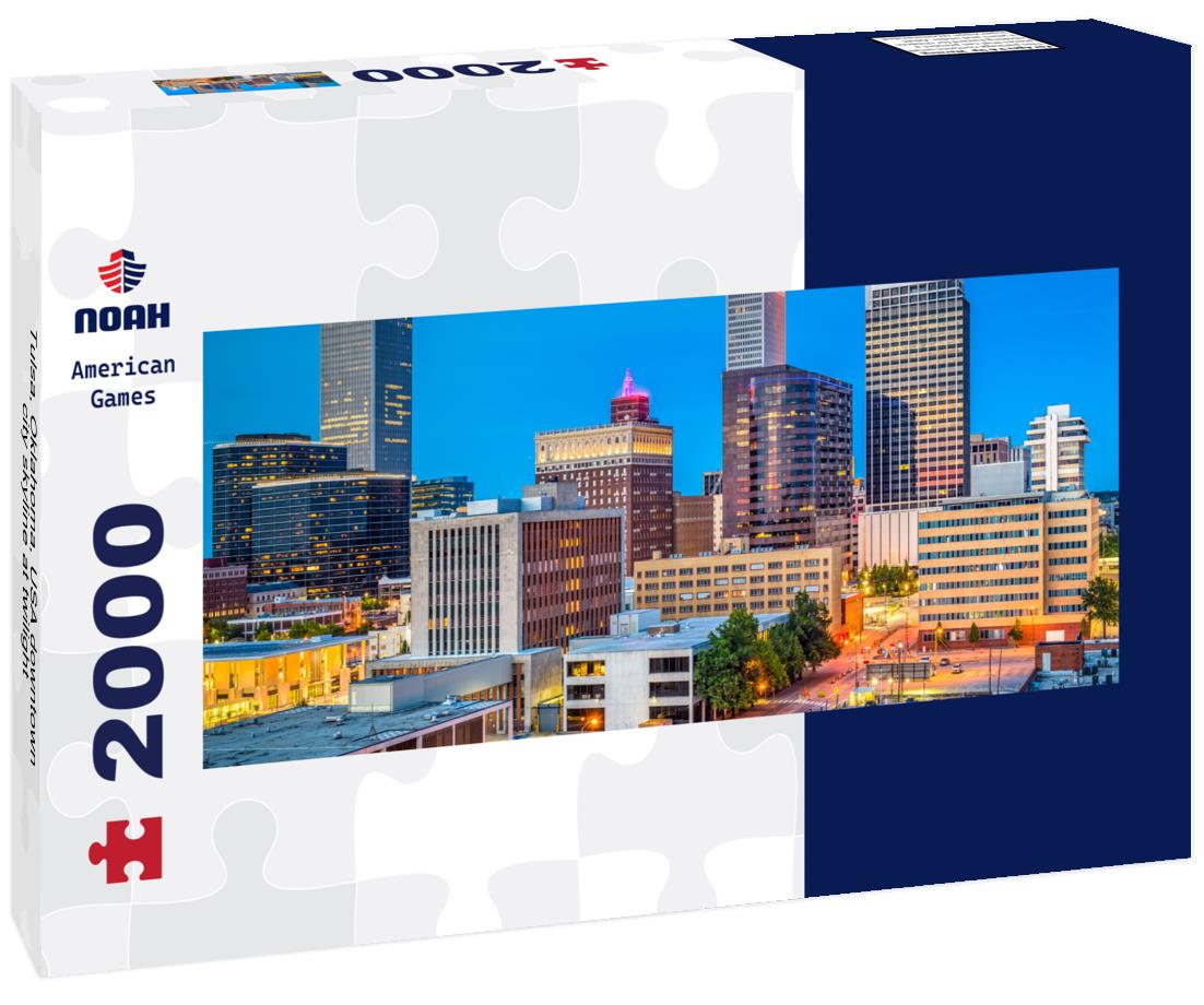 Tulsa, Oklahoma, USA downtown city skyline at twilight 2000pc Panoramic Puzzle