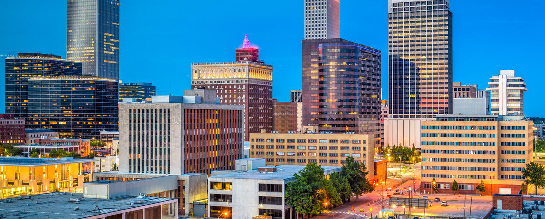 Tulsa, Oklahoma, USA downtown city skyline at twilight 2000pc Panoramic Puzzle