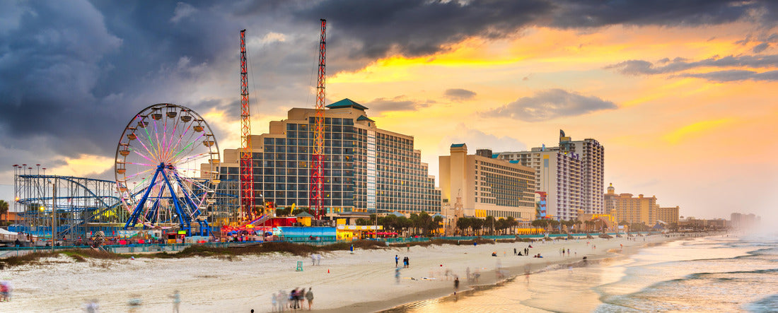 Daytona Beach, Florida, USA beachfront skyline at dusk 2000pc Panoramic Puzzle
