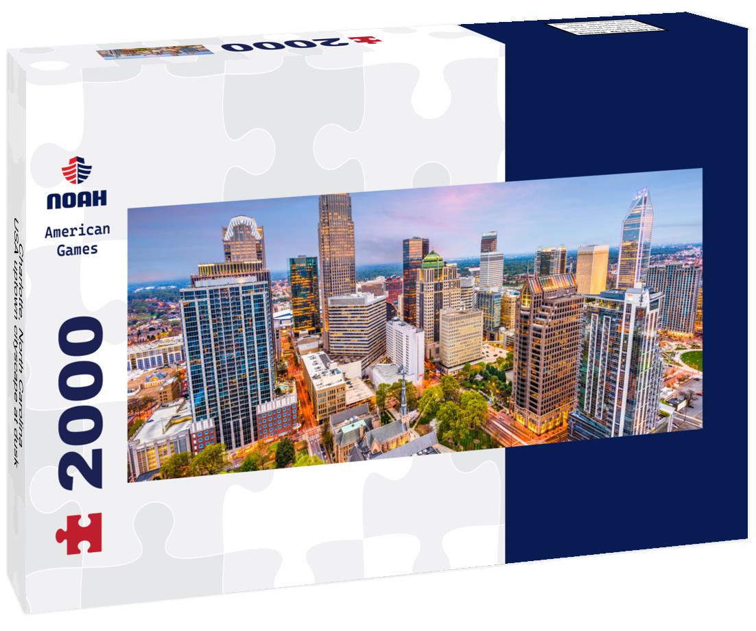 Charlotte, North Carolina, USA uptown cityscape at dusk 2000pc Panoramic Puzzle