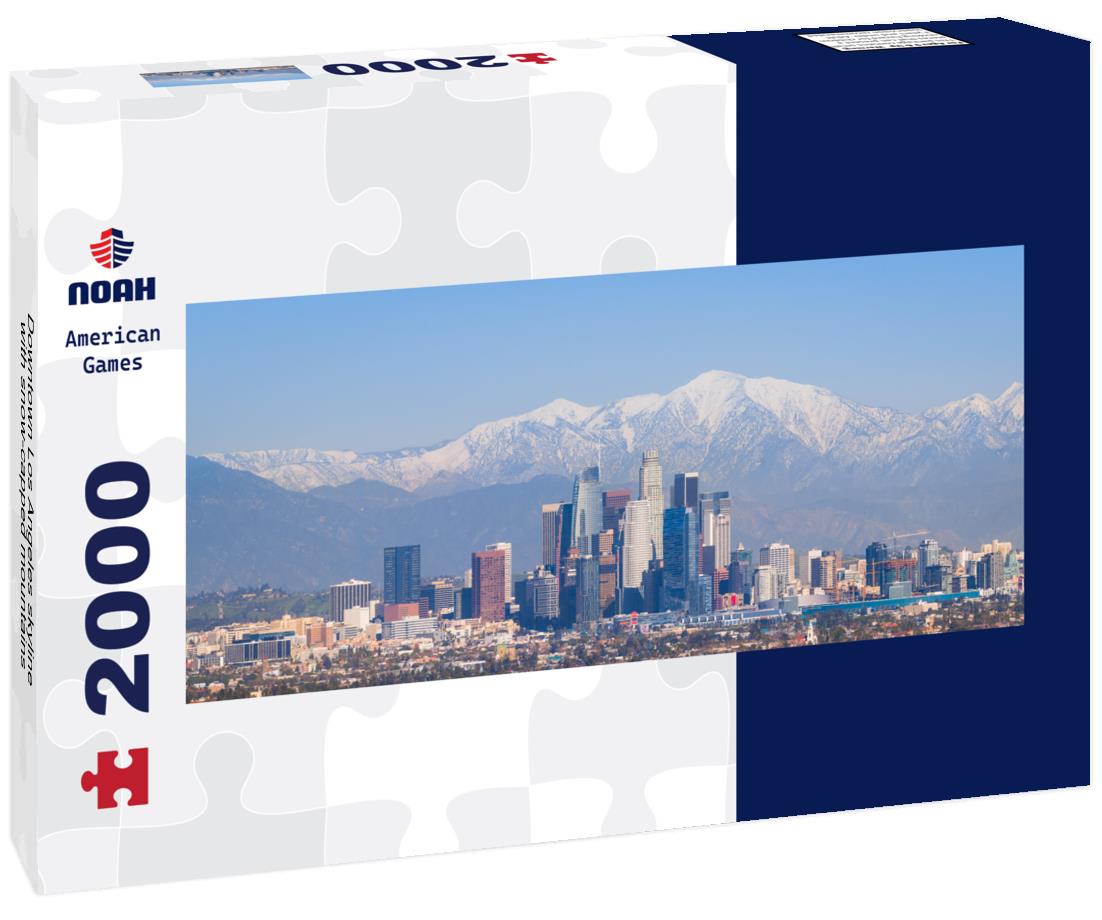 Downtown Los Angeles skyline with snow-capped mountains 2000pc Panoramic Puzzle