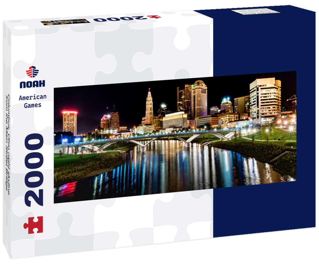 Columbus, Ohio night skyline from the Main Street Bridge 2000pc Panoramic Puzzle